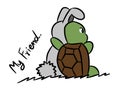 Cartoon turtle and rabbit on white background Royalty Free Stock Photo