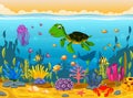 Cartoon turtle underwater Royalty Free Stock Photo