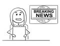Cartoon of Tv or Television News Woman or Female Reporter or Presenter Royalty Free Stock Photo