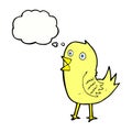 cartoon tweeting bird with thought bubble