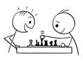 Cartoon of Two Man Playing Chess
