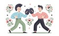 A cartoon of two men boxing. Royalty Free Stock Photo
