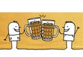 Cartoon two men drinking beers