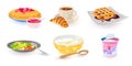 Cartoon types of breakfast set