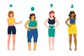 Cartoon types of female body shapes collection Vector illustration.