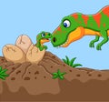 Cartoon Tyrannosaurus with her baby hatching Royalty Free Stock Photo