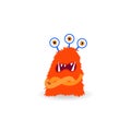 Cartoon ugly three-eyes redhead monster isolated on white Royalty Free Stock Photo