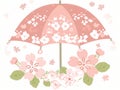 Cartoon Umbrella Soft And Gentle, A Pink Umbrella With Flowers