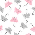 Cartoon umbrellas with cute cat faces. Seamless baby pattern Royalty Free Stock Photo