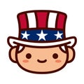 Cartoon Uncle Sam Emoji Icon Isolated