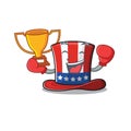 Cartoon uncle sam hat with boxing winner