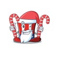 Cartoon uncle sam hat santa bring candy mascot