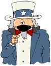 Cartoon Uncle Sam wearing a face mask