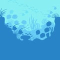 Cartoon Underwater Blue Ocean Background Scene . Vector Royalty Free Stock Photo