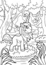 Cartoon unicorn, coloring book, funny illustration