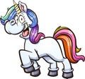 Cute cartoon colorful unicorn side view