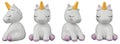 Cartoon Unicorn different angles isolated on white background high quality details - 3d rendering Royalty Free Stock Photo