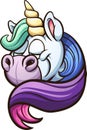 Cartoon unicorn with a rainbow mane