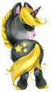 Cute cartoon unicorn watercolor illustration Royalty Free Stock Photo