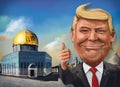 Cartoon of United States recognition of Jerusalem as Israeli cap