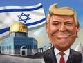 Cartoon of United States recognition of Jerusalem as Israeli cap