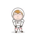 Cartoon Upset Astronaut Face Expression Vector Illustration