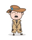 Cartoon Upset Detective Character Vector