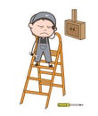 Cartoon Upset Electrician Expression Vector Illustration