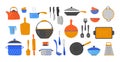 Cartoon Utensil. Hand Drawn Cookery And Kitchen Equipment, Doodle Kitchenware And Cutlery. Vector Cooking Devices