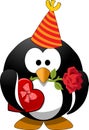 Cartoon Valentine day Penguin character on white background