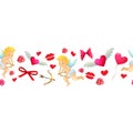 Cartoon valentine horizontal border Royalty Free Stock Photo