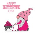Cartoon Valentine`s Day. Cute gnome