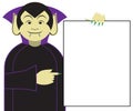 Cartoon Vampire Holding Sign