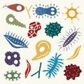 Cartoon various microbes Royalty Free Stock Photo