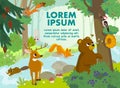 Cartoon vector animals that live in the forest.