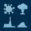 Cartoon vector bomb explosion with smoke.