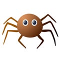 Cartoon vector brown spider on white background