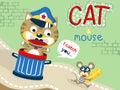 Cartoon vector of cat and mouse