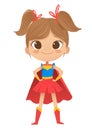 Cartoon vector characters Superheroe Girl, isolated on white background. Perfect for party, invitations, web, mascot.