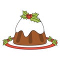 Cartoon vector christmas pudding isolated on white background Royalty Free Stock Photo