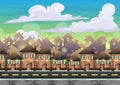 Cartoon vector city sky with separated layers for game and animation Royalty Free Stock Photo