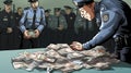 Cartoon Vector Concept Illustration of Illegal Economy or Crime or Corruption