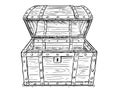 Cartoon Vector Drawing of Old Empty Open Pirate Chest Royalty Free Stock Photo