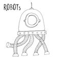 Cartoon vector doodle robot Royalty Free Stock Photo