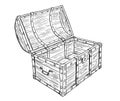 Cartoon Vector Drawing of Old Empty Open Pirate Chest Royalty Free Stock Photo