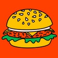 Cartoon vector funny cute Comic characters, burger.