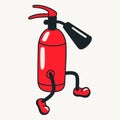 Cartoon vector funny cute Comic characters, fire extinguisher. Royalty Free Stock Photo