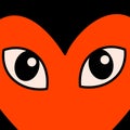 Cartoon vector funny cute Comic characters, heart with eyes.