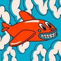 Cartoon vector funny cute Comic characters, plane Royalty Free Stock Photo