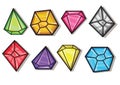 Cartoon vector gems and diamonds icons set Royalty Free Stock Photo